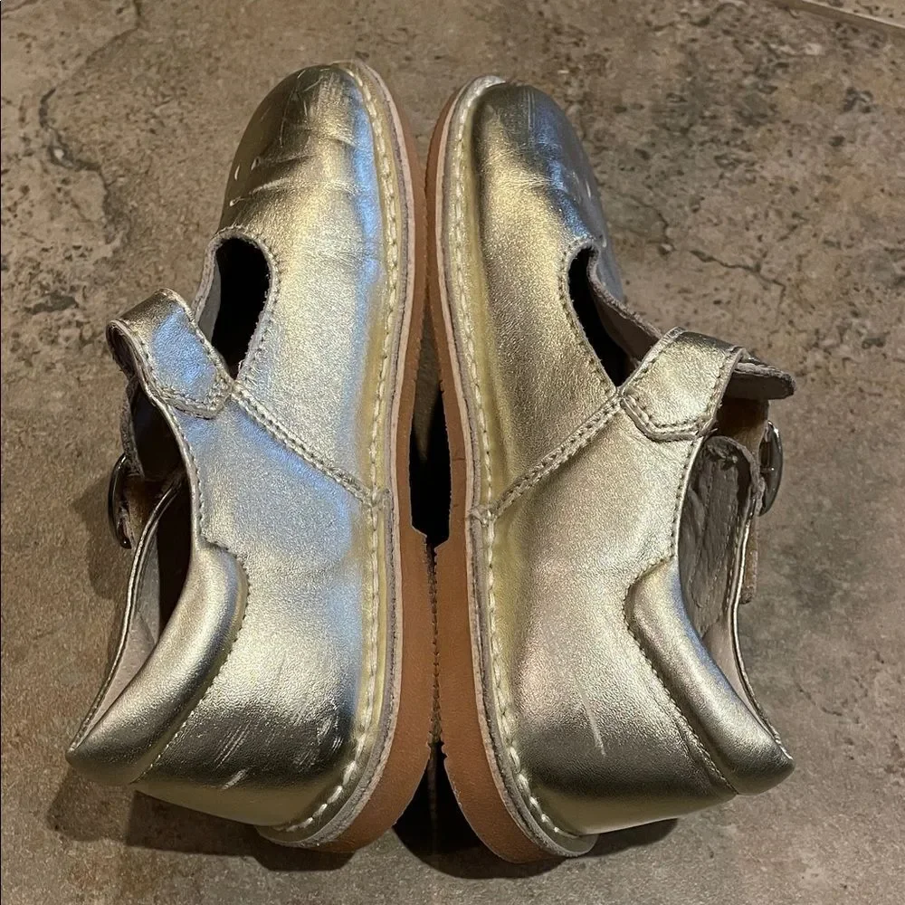 L'Amour Gold Classic Leather T-Strap Mary Jane Dress Shoe Little Girl Size 1 751